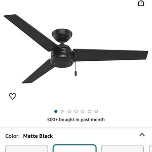 Hunter Cassius Indoor/Outdoor Ceiling Fan Matte Black 52” 3-Blades